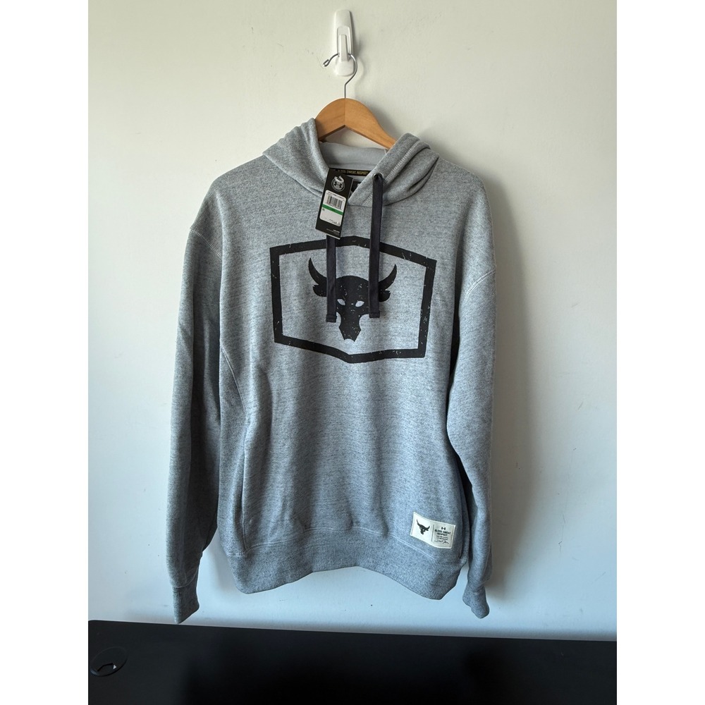 Under Armour Project Rock Dwayne Brahma Bull Hoodie Gray Mens Large NWT New